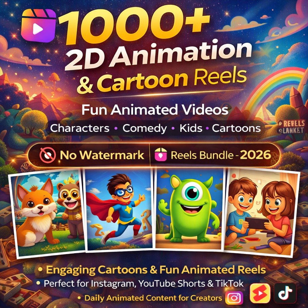 1000+ 2D Animation & Cartoon Reels Bundle Download 2026